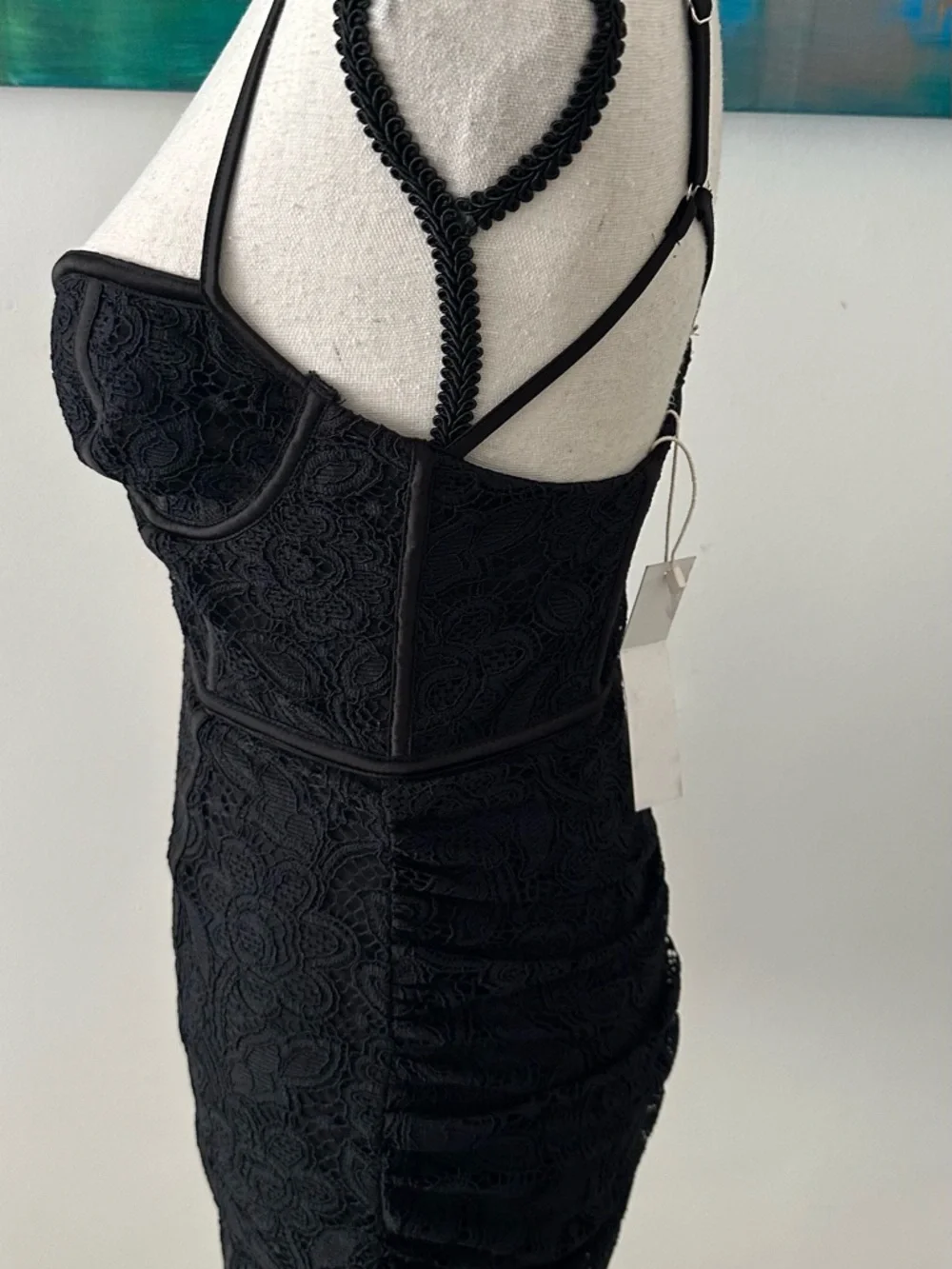 For Love And Lemons NWT Julia Black Lace Bustier Mini Dress XS